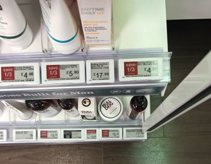 Electronic shelf labels fitted along a retail shelf edge