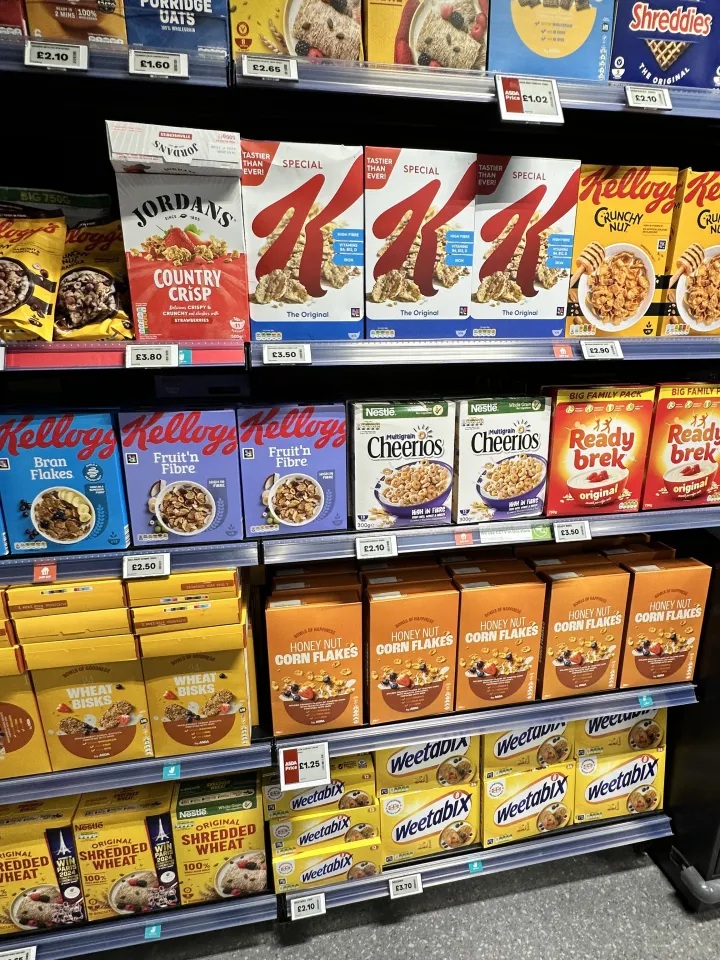 A full retail shelf fitted with electronic shelf labels